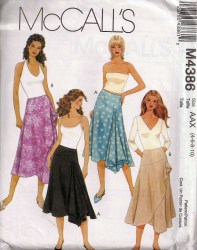 4386 MCCALLS FLARE ASYMMETRY HANKIE HEM SKIRT PATTERN 4-10, 12-18